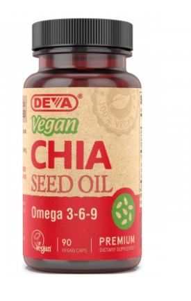 Deva Nutrition Vegan Chia Seed Oil Omega-3-6-9 Not Certified Kosher 90  Softgels - Koshervitamins.com