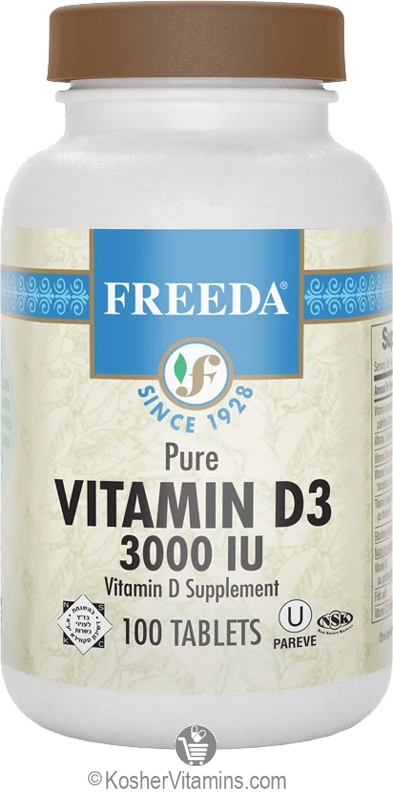 Freeda Kosher Vitamin D3 3000 IU 100 Tablets - Koshervitamins.com