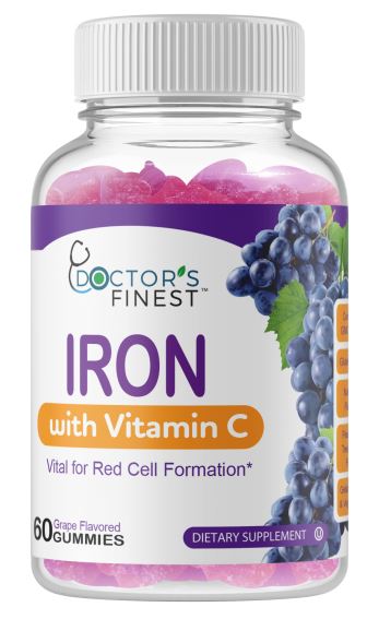 Doctors Finest Kosher Iron with Vitamin C - Grape Flavor 60 Gummies -  Koshervitamins.com