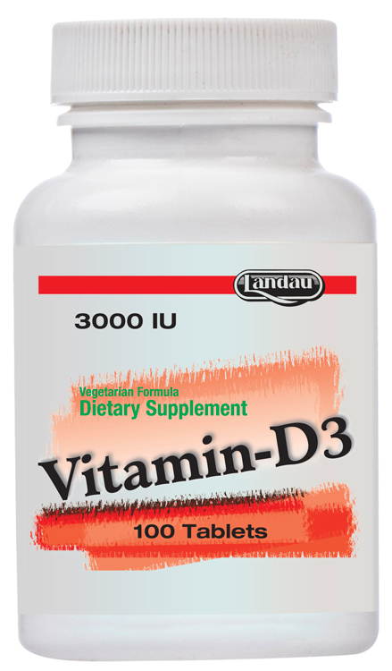 Landau Kosher Vitamin D3 3000 IU 100 Tablets - Koshervitamins.com