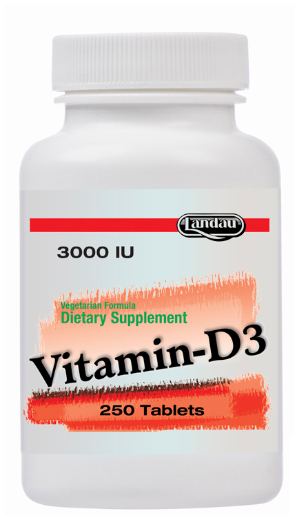 Landau Kosher Vitamin D3 3000 IU 250 Tablets - Koshervitamins.com