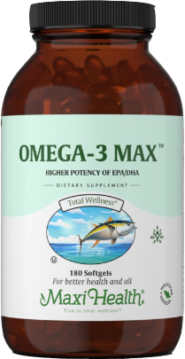 Maxi Health Kosher Omega-3 Max 2000 mg Fish Oil Higher EPA/DHA 180 Softgels  - Koshervitamins.com