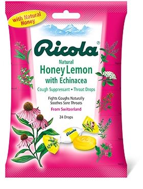 Ricola Kosher Herbal Throat Cough Drops Echinacea Honey Lemon 19 Drops 