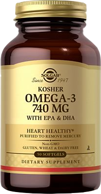 Solgar Kosher Omega-3 with EPA & DHA 740 mg 100 Softgels -  Koshervitamins.com